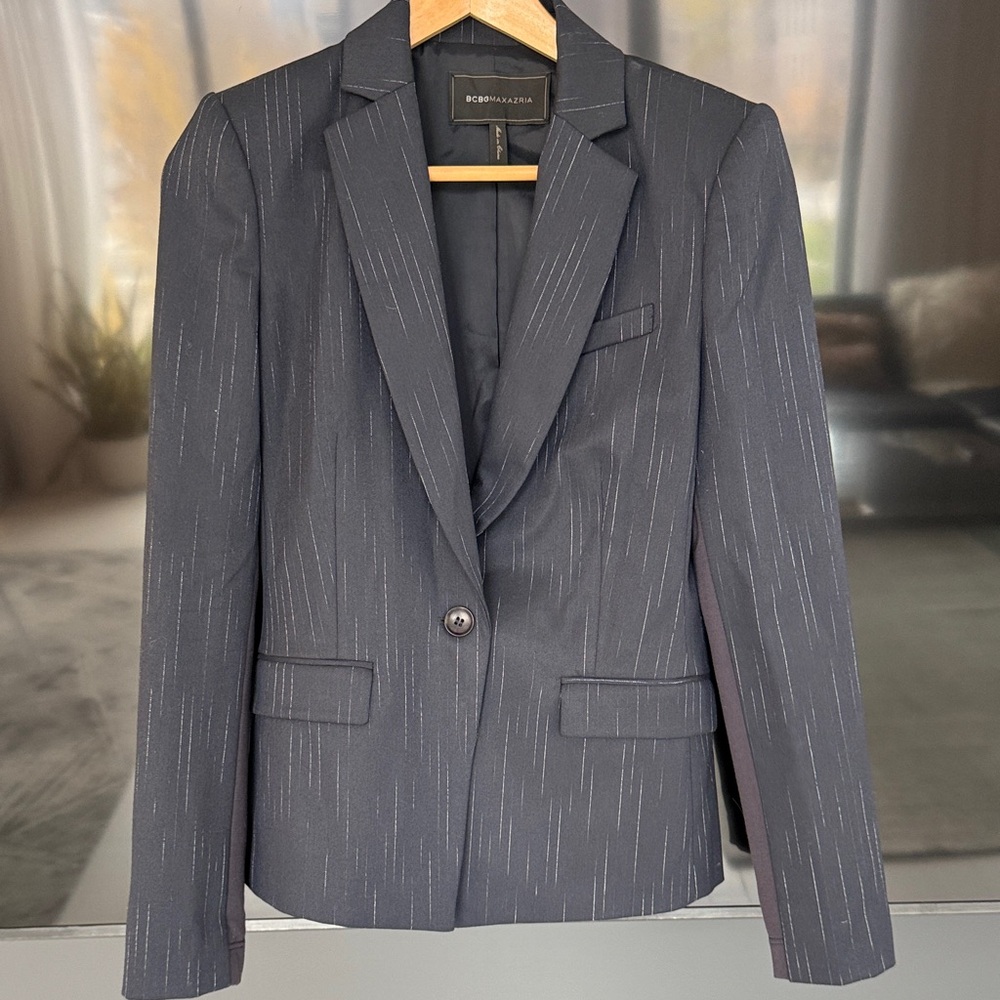 BCBGMaxAzria Charcoal Pinstripe Blazer